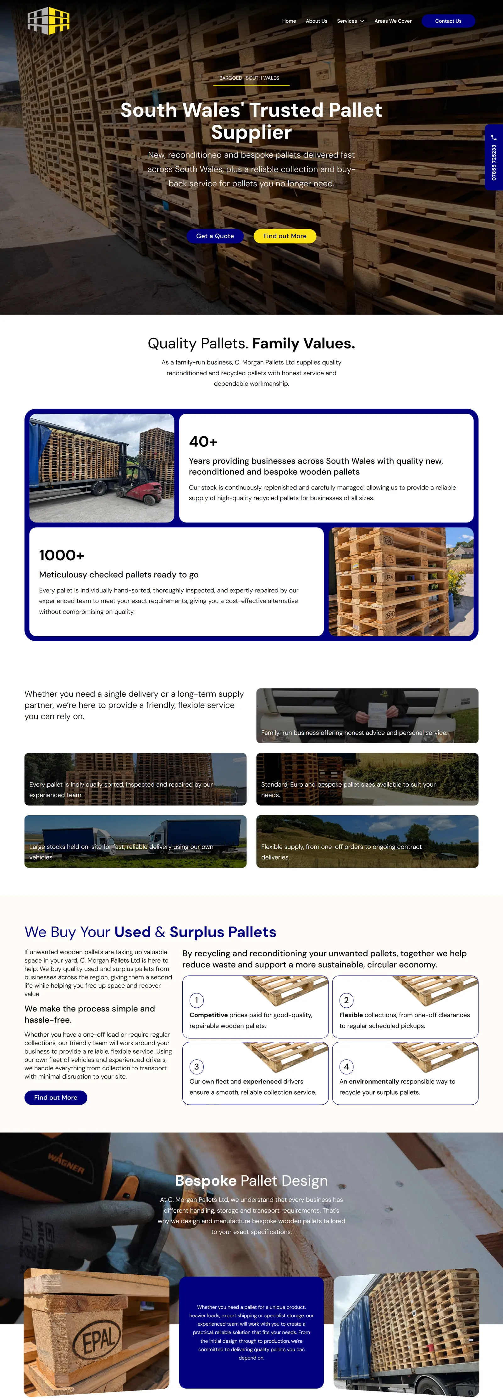 C Morgan Pallets website on a desktop screen